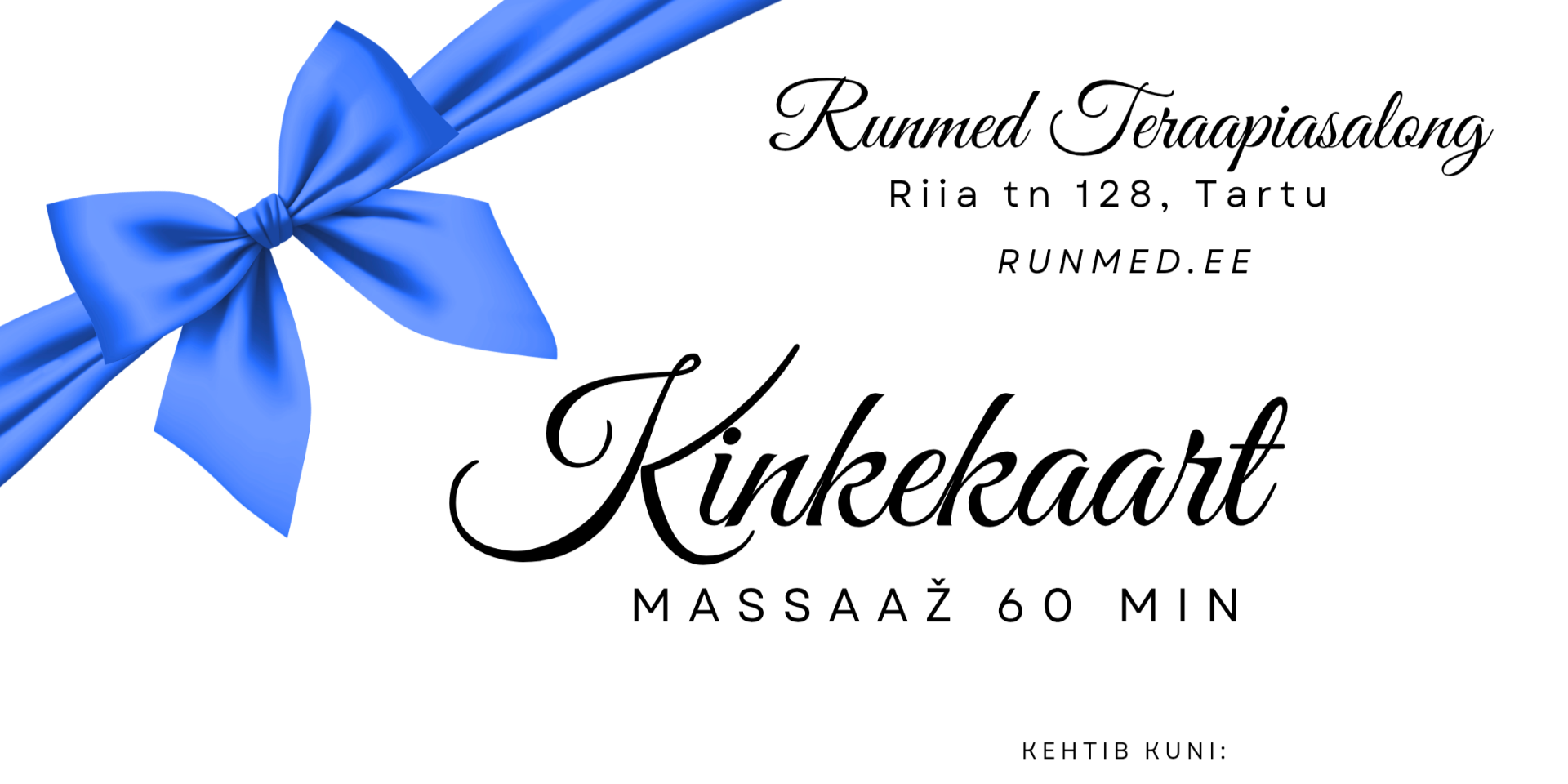 RunMed kinkekaart — 60 min massaaž